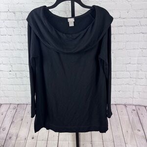 Chico’s Zenergy Black Cowlneck Sweatshirt Size 8/10